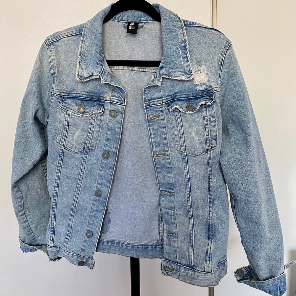 H & M Denim Distress Jacket 14Y